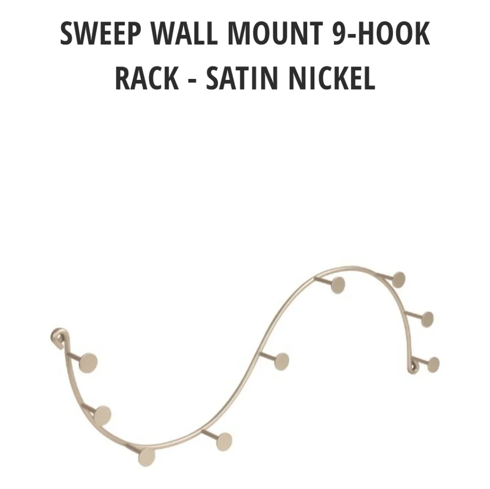2 Spectrum Sweep Wave Wall Mount 9 Hook Racks Satin Nickel